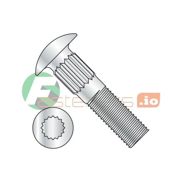 Newport Fasteners Carriage Bolt, Ribbed Neck, 5/16"-18, 2 in L, Steel, Zinc Plated, 500 PK 747022 - main
